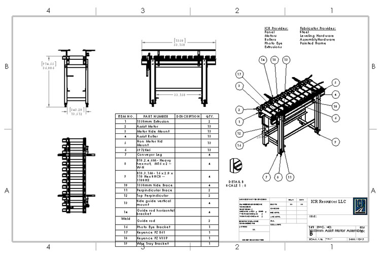 conveyor turntable assembly CAD diagram